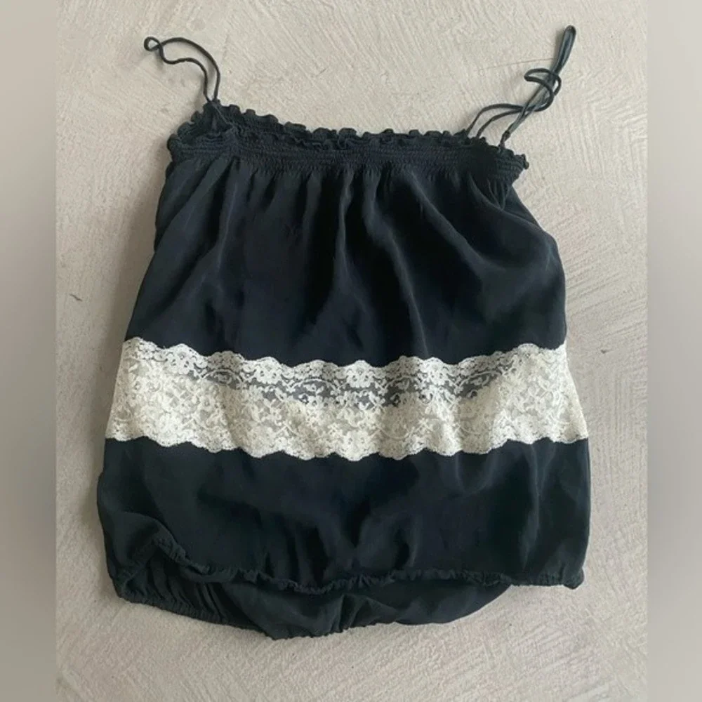 Dolce & Gabbana 00s Silk Lace Camisole strappy tube Chiffon Top whimsygoth S - Picture 2 of 15